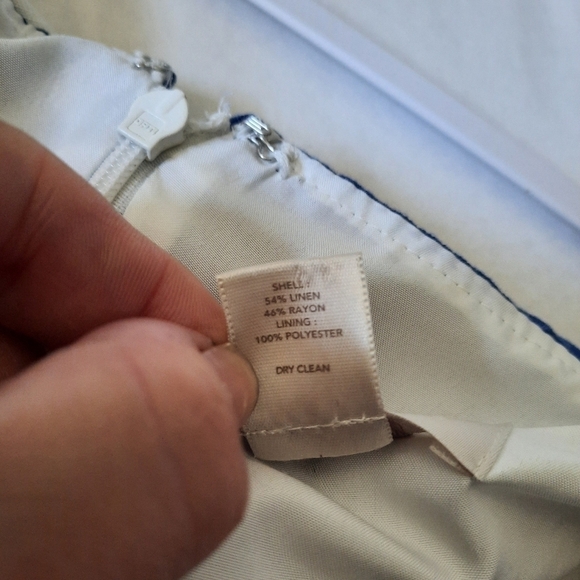 Loft Striped Blue White Mini Sun Dress Size 10 Linen Blend - Picture 7 of 8